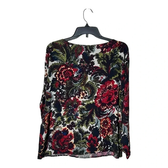 1892. J.JILL FLORAL PRINT LONG SLEEVE TOP BLOUSE SIZE XSMALL PETITE MULTICOLORED - Picture 6 of 9